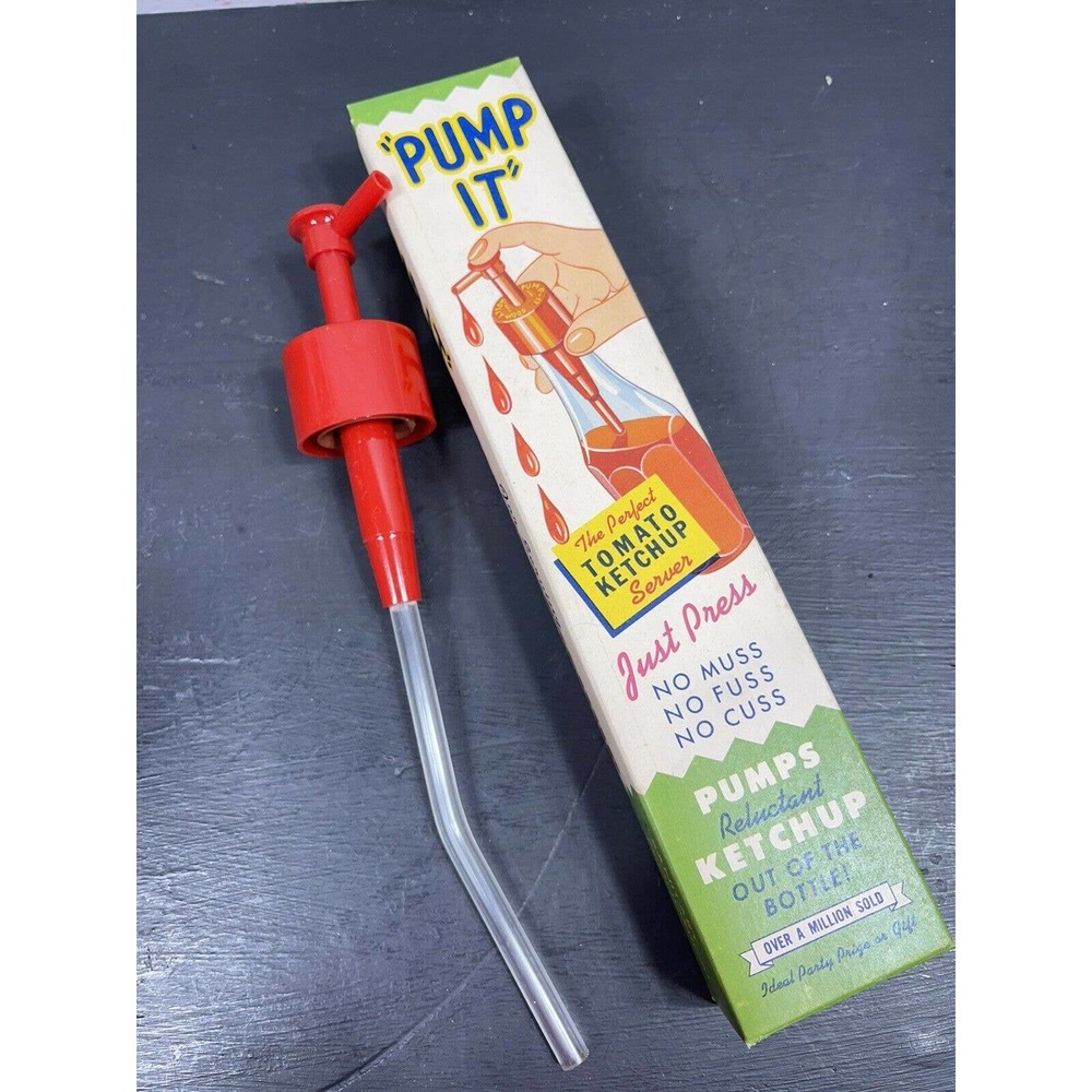 Vintage Retro 1950's “PUMP-IT” Perfect Tomato Ketchup Servers New Old Stock